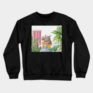 Cute hippo taking bath. Crewneck Sweatshirt